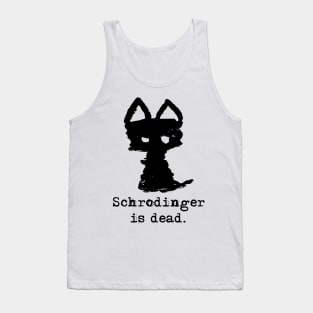 Meowfistofele the black cat – Schrodinger is dead (black on white) Tank Top